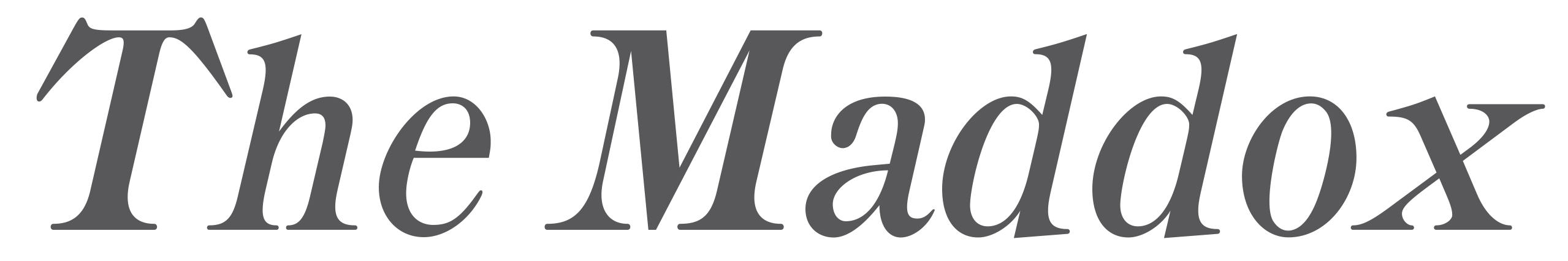 The image shows the text "The Maddox" in a serif font on a dark background.